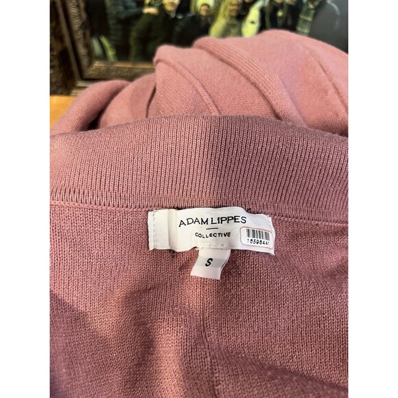 Adam Lippes Knit Collar Dress Mauve Pink V-Neck Pullover Short Sleeve Sz S - Picture 8 of 8